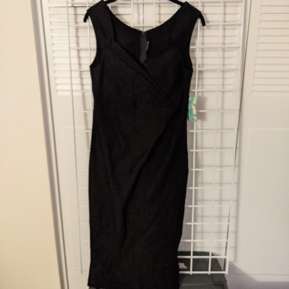 Vintage Inspired Knee Length Black Cocktail Dress XL